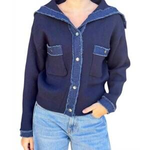 NEW BRAND BAZAR denim sweater jacket in navy